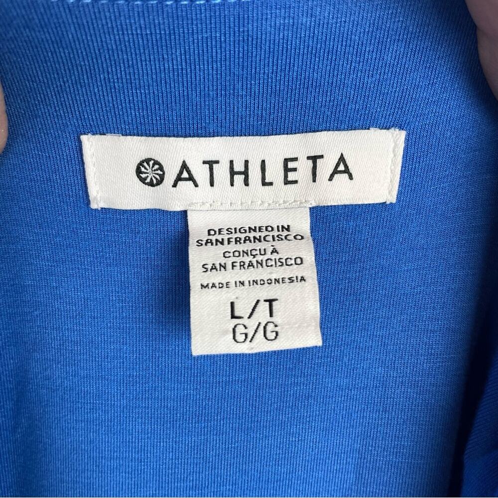 Athleta Blue Sleeveless Stretch Knit Crew Neck Midi Athletic Athleisure Dress Lg - Picture 7 of 9